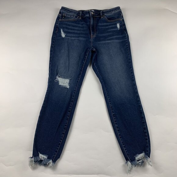 Kancan Dark Wash Distressed Denim High Rise Skinny Jeans 30 - Picture 1 of 6